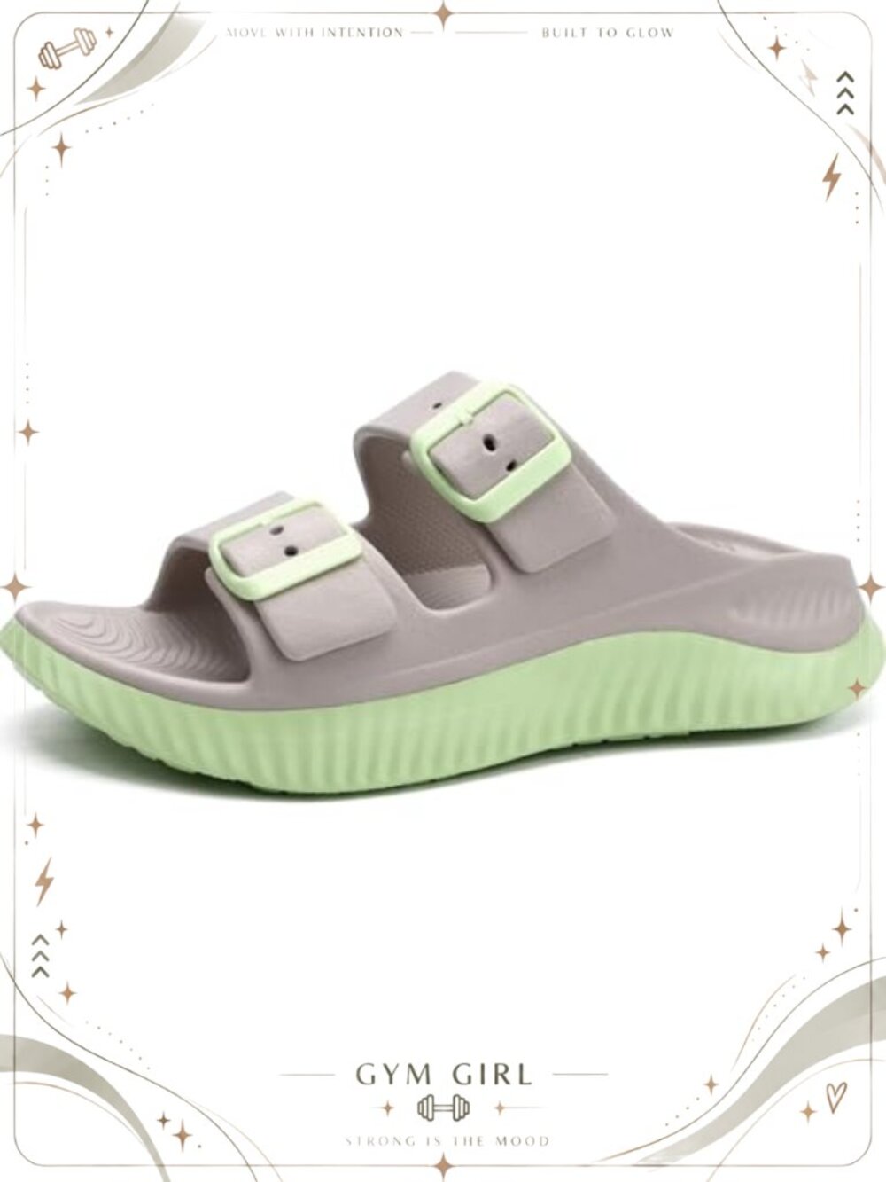Womens Recovery Slides Arch Support Adjustable Double Buckle Sandals